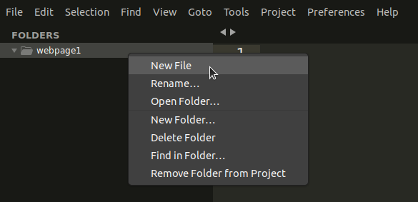 Создание нового файла в Sublime Text