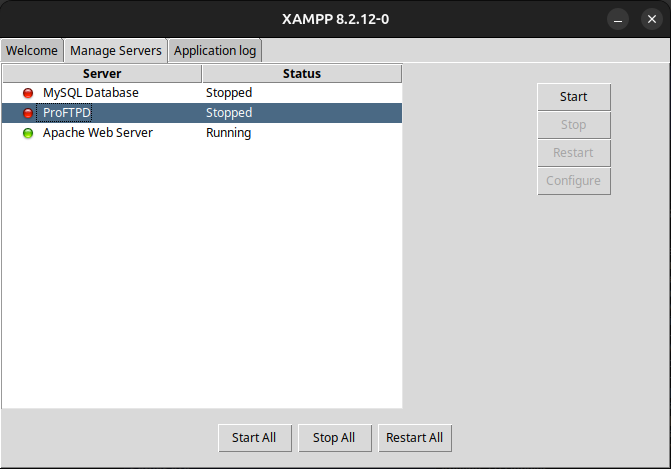 Окно программы XAMPP