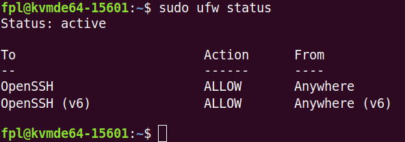 Команда ufw status